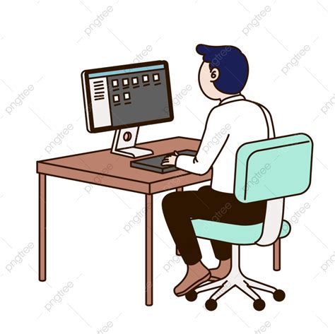 Working On Computer Clipart Transparent Png Hd Man Working With