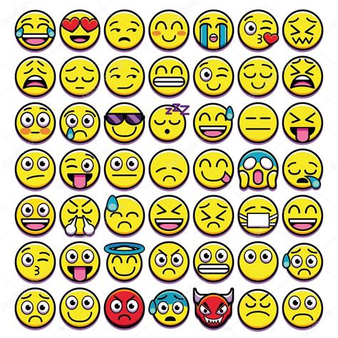 Set Of Different Emojis Isolated On White Background Stock Vector Image