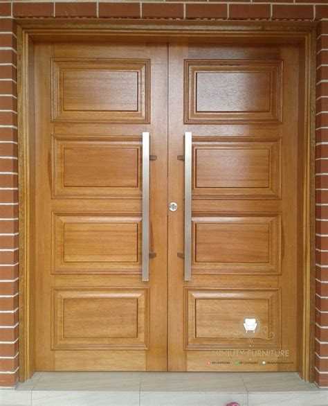 Desain pintu besar dengan kaca artistik pintu rumah depan minimalis kupu tarung kayu jati ...