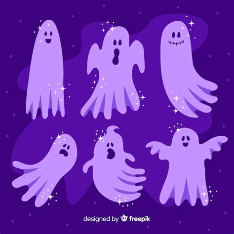 Colección Adorable De Fantasmas De Halloween Dibujados A Mano Vector