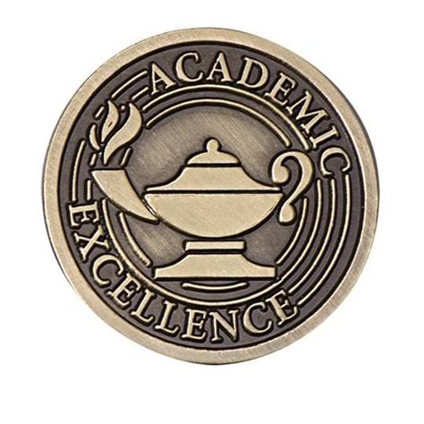 Academic Excellence Award Pin Brushed Metal Lamp Of Learning