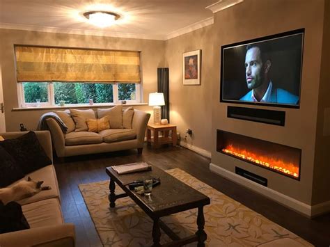 Tv And Sound Bar Over Gazco Radiance Electric Fire Sony 55 Tv And