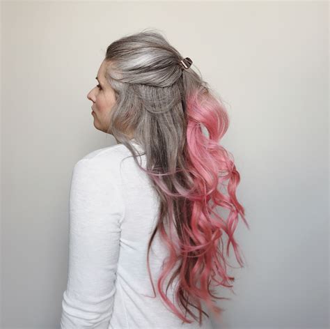 Pink And Natural Grey Hair Natural Gray Hair Hair Great Hair