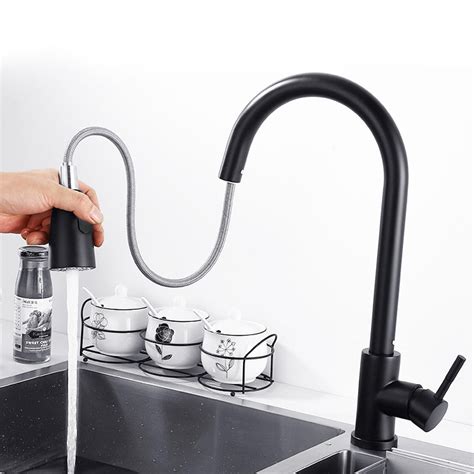 Kitchen Mixer Taps Pull Out 360° Rotate Spout Spray Sink Basin Faucet Brass