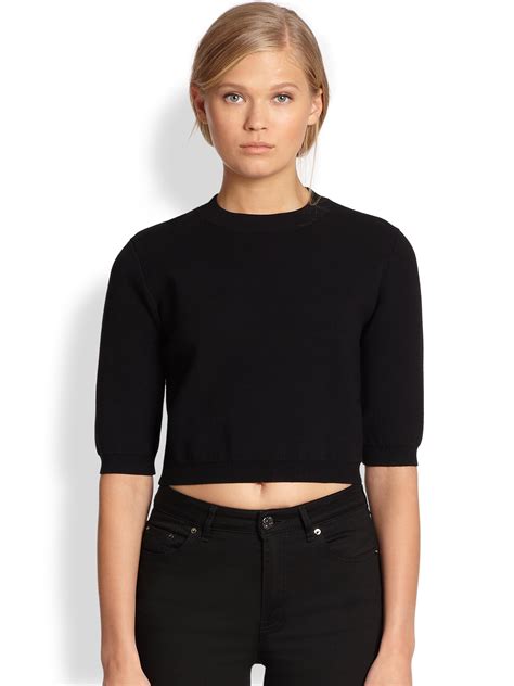Lyst - Acne Studios Aurora Cropped Sweater in Black