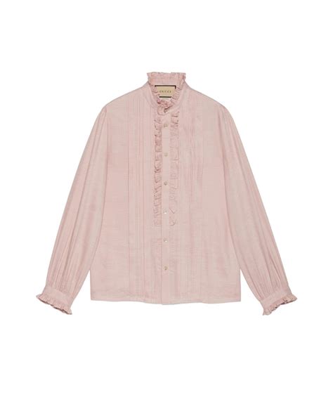 Gucci Silk Blend Shirt With Ruffles In Natural For Men Lyst