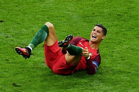 Cristiano Ronaldo Hurt Cries In First Half Of Euro 2016 Final