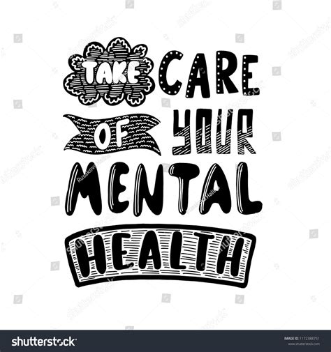 Take Care Your Mental Health Lettering Stock Vector Royalty Free