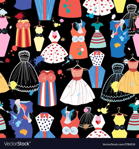 Pattern Of Fashionable Dresses Royalty Free Vector Image