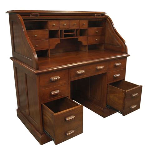 Mahogany Roll Top Bureau A Desk For A Tidy Office There Are Two