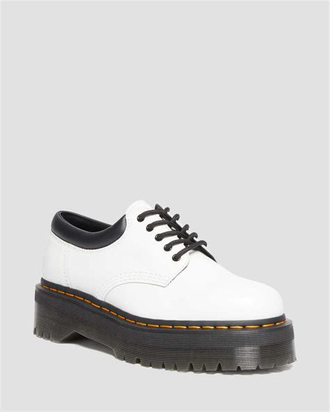 Dr Martens 8053 Leather Platform Casual Shoes In White Modesens