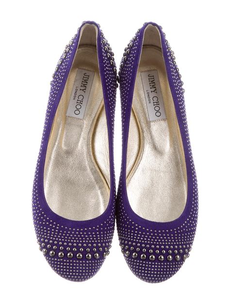 Jimmy Choo Suede Studded Flats Shoes Jim76155 The Realreal