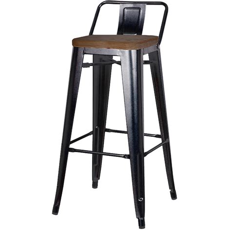 Perfect solution for your restaurant, bar or home. Metropolis Low Back Counter Stool Wood Seat, Black ...