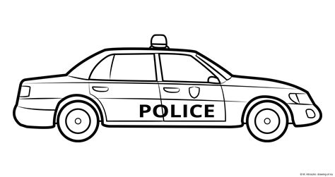 Police Car Coloring Page Line Art Illustrations