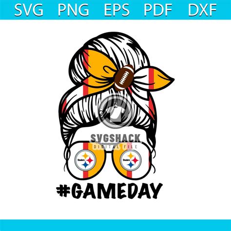 Pittsburgh Steelers Messy Bun Mom Game Day Svg Inspire Uplift