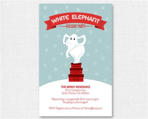 Items Similar To White Elephant Holiday Party Invitation Printable On