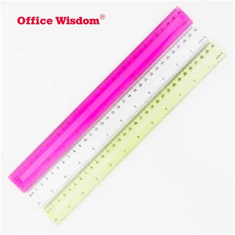 30cm Scale Plastic Ruler 12inch Colorful Straight Ruler Transparent