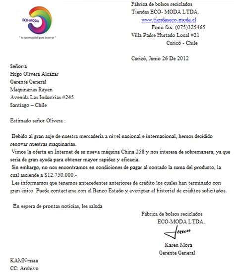 María José Orostica Carta De Solicitud De Crédito