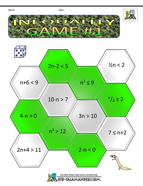 Algebra Math Games 6th Grade Math Worksheets