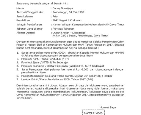 Format penulisan surat lamaran kerja, beberapa tips dan contoh surat lamaran kerja secara umum yang menteri hukum dan ham republik indonesia di jakarta. Surat Lamaran Kementerian Hukum Dan Ham - Kumpulan Contoh Surat