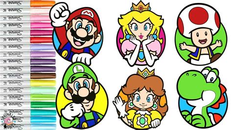 Printable princess peach coloring pages coloring home. Super Mario Bros Coloring Book Compilation Nintendo Mario Luigi Princess Peach Princess Daisy ...