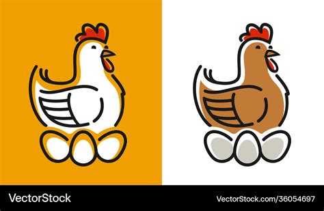 Hen Incubates Eggs Symbol Chicken Logo Royalty Free Vector