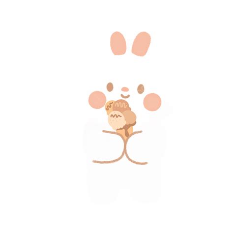 Hand Drawn Bunny Png Transparent Hand Drawn Cute Bunny With Ice Cream