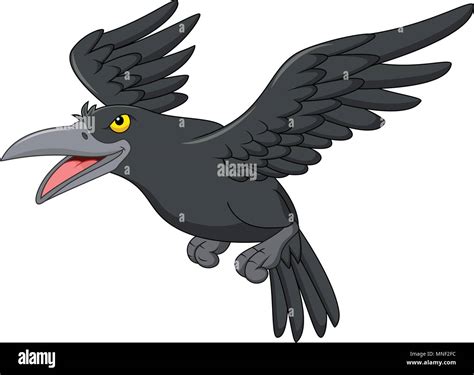 Cartoon Crow Flying Isolated On White Background Stock Vector Image
