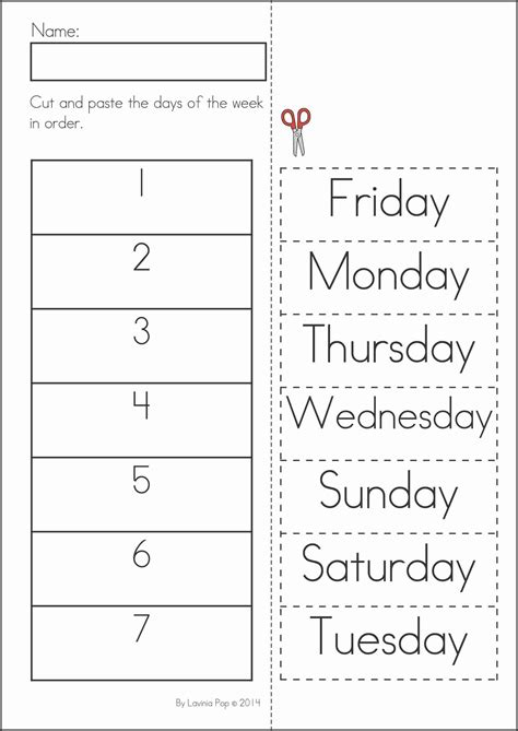 Free Kindergarten Calendar Worksheets