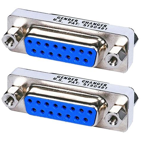 2 Pcs Vga Svga Db15 D Sub 15 Pin Female To Female Mini Gender Changer