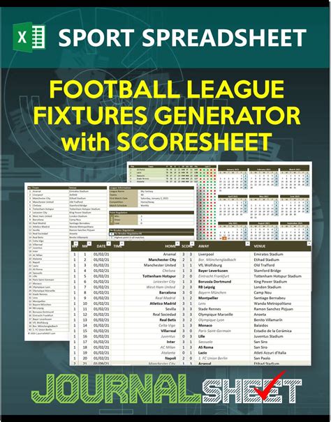 Js809 Ss Xl Football League Fixtures Generator Scoresheet Journalsheet