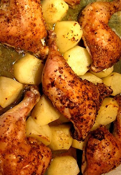 Massaging the marinade into the chicken works its flavors into the meat, cutting down on marinating time. Spiced Roasted Chicken Legs And Thighs With Potatoes ...