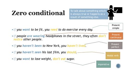 The zero conditional is also called the present real conditional. Zero Conditionals in English - English Learn Site