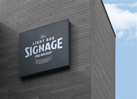 Free Wall Mounted Signage Board On Building Logo Mockup Psd Good Mockups