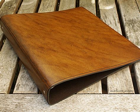 A4 Brown Leather 4 Ring Binder Plain Classic Planner Presentation F