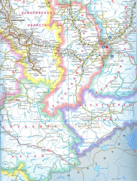 Карта хакасии и кемеровской области