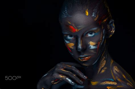 Wallpaper Body Paint Colorful Dark Volodymyr Melnyk 500px Face