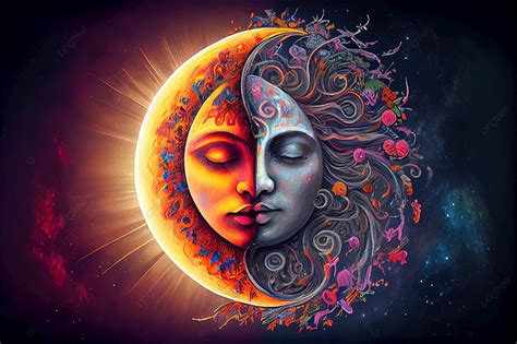 Moon And Sun Faces Photo Background And Picture For Free Download Pngtree