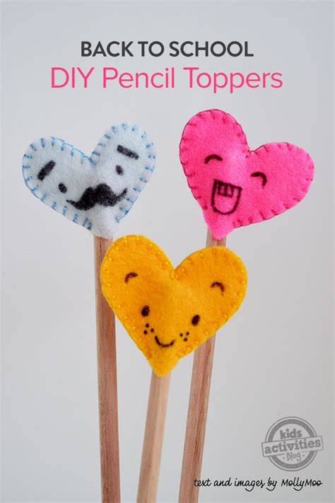 Back To School Felt Heart Pencil Toppers