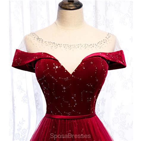Cap Sleeve Red Sparkly Tulle Long Cheap Evening Prom Dresses Evening