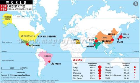 Largest Cities In The World Top Ten Map City World