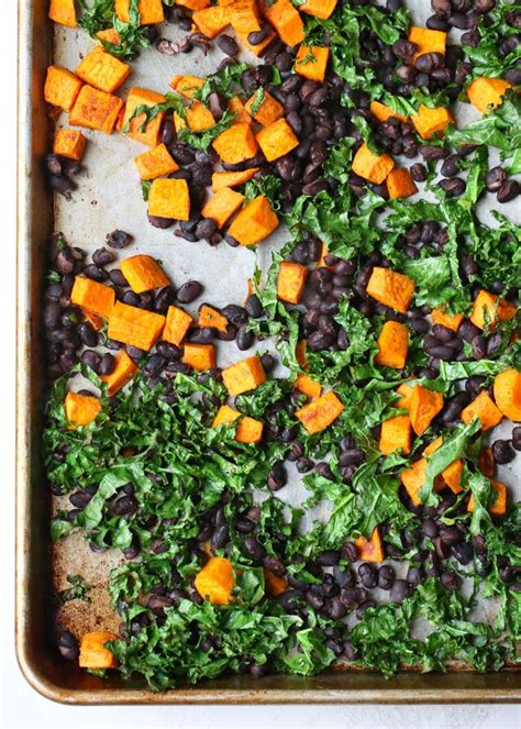 Sheet Pan Black Bean Sweet Potato And Kale Breakfast Hash Recipe
