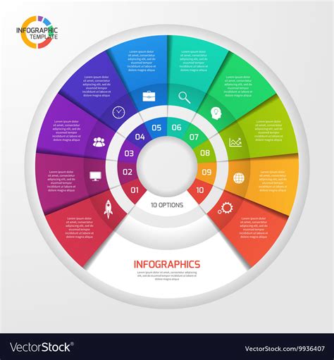 Circle Infographic Template 10 Options Royalty Free Vector