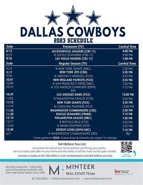2023 Dallas Cowboys Schedule Minteer Real Estate Team