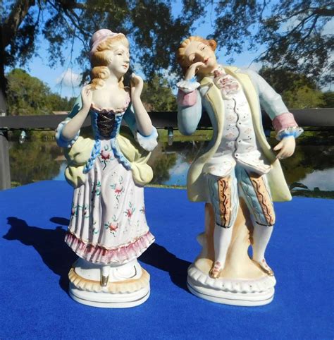 Rare Vintage Porcelain Japanese Statue Of Maidens At Lake Towada Japan