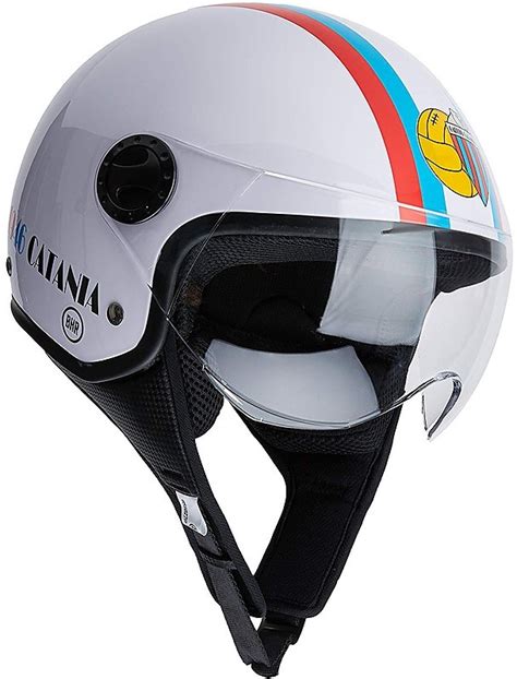 Casco Moto Demi Jet Visiera Bombata Bhr 801 Catania Bianco Vendita