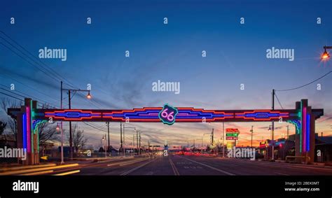 Neon Route 66 Sign Over Central Ave Route 66 Albuquerque New