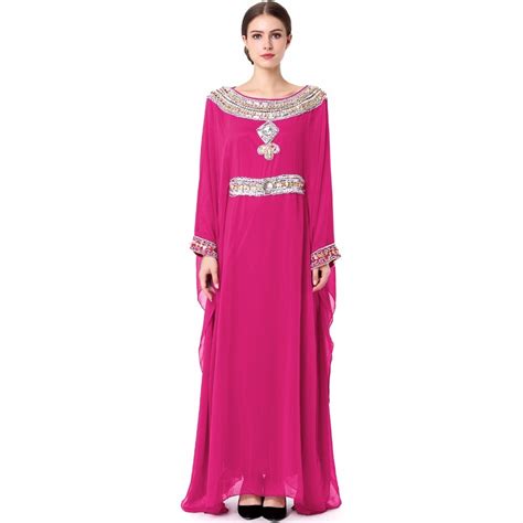 Women Embroidery Long Sleeve Muslim Abaya Dress Gown Dubai Moroccan