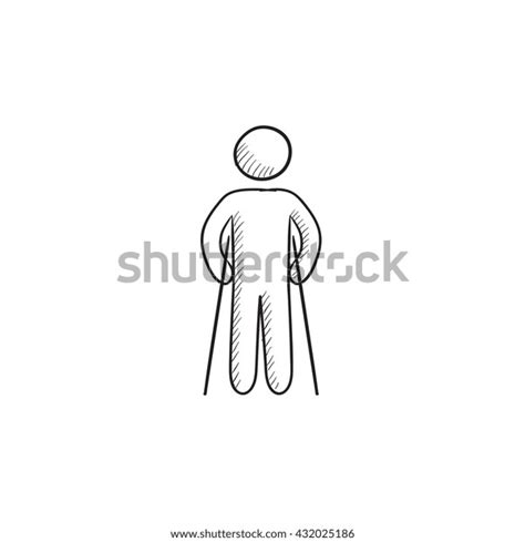 Man Crutches Vector Sketch Icon Isolated Stock Vector Royalty Free
