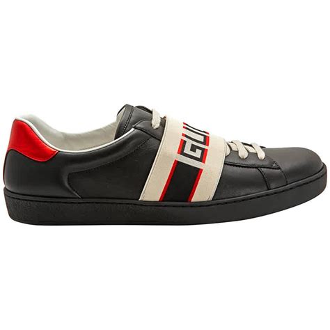 Gucci Leather Ace Stripe Sneakers In Blackred Black For Men Lyst